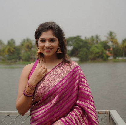 Traditional Kanjivaram Silk Saree with Double Zari Borders – A Regal Heritage Piece