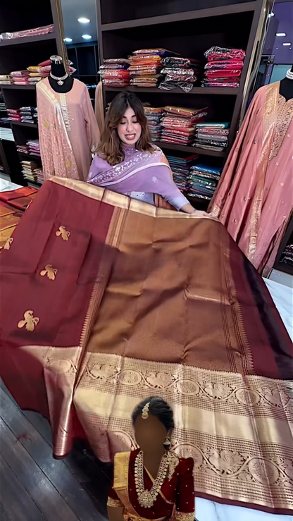 Banarasi Soft Silk Saree with Intricate Gold Zari Border