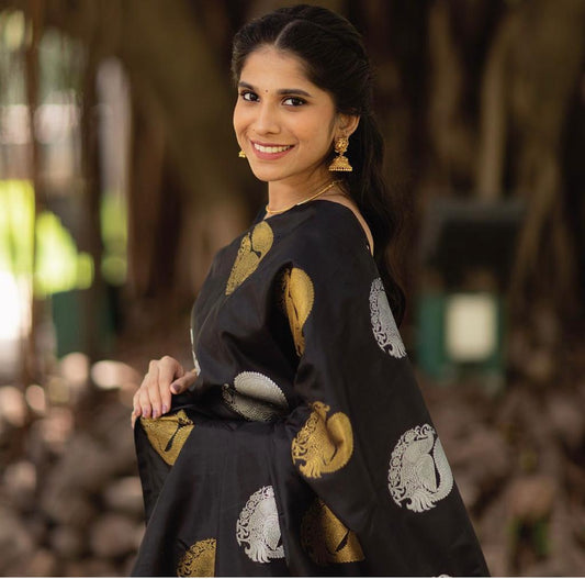 Banarasi Soft Silk Saree in Elegant Minimal Design