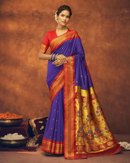 Elegant Banarasi Soft Silk Saree with Gold Zari Weaving