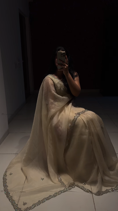 Timeless Elegance in Organza Sartin with Zarkan Work
