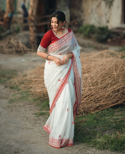Festive Soft Linen Cotton Silk Saree with Rich Jacquard Pallu – Elegant Comfort for Every Celebration