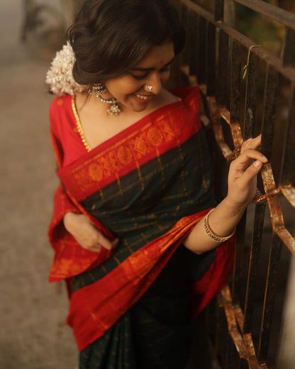 Banarasi Soft Silk Saree with Copper Zari & Brocade Detailing