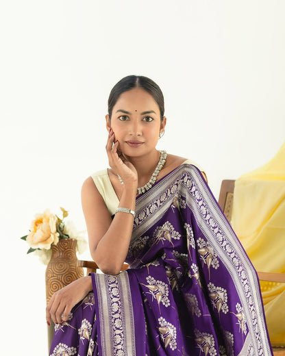 Elegant Banarasi Soft Silk Saree with Gold Zari Weaving