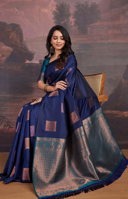 Banarasi Soft Silk Saree with Elegant Copper & Pink Zari Weaving