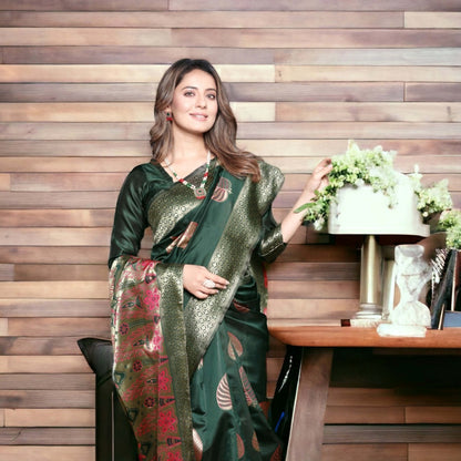 Heritage Weaves – Banarasi Soft Silk Saree with Gold Zari Work