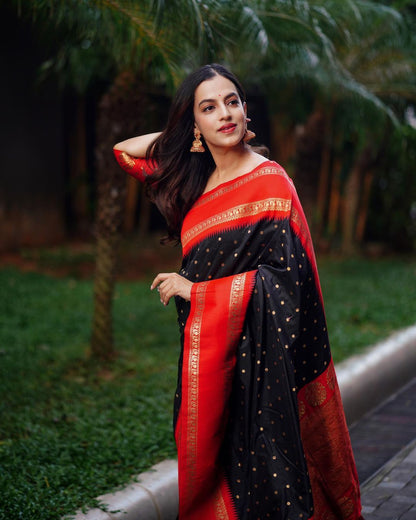 Artisanal Banarasi Silk Saree with Gold Zari Weaving