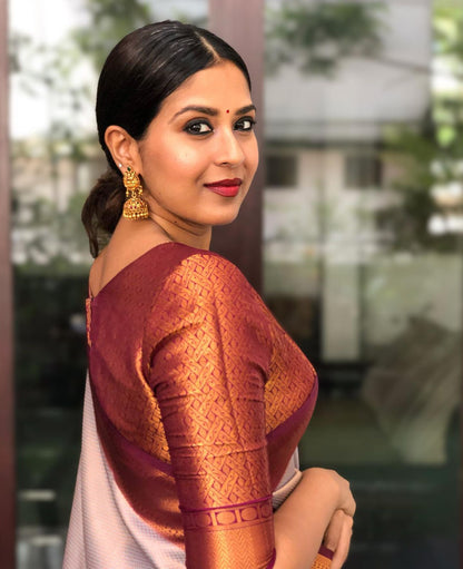 Captivating Elegance for Brides – Banarasi Soft Silk Saree with Copper Zari Weaving