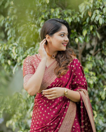 Premium Banarasi Soft Silk Saree with Exquisite Gold Zari & Heavy Brocade Detailing