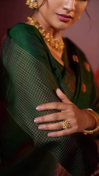 Banarasi Soft Silk Saree with Gold Zari Weaving & Heavy Brocade Work – Premium Quality