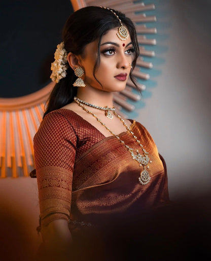 Banarasi Soft Silk Saree with Copper Zari – Sustainable Elegance in Every Drape