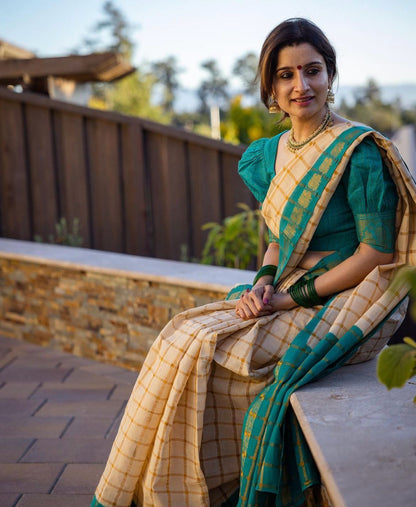 Masterpiece – Banarasi Soft Silk Saree with Gold Zari Weaving