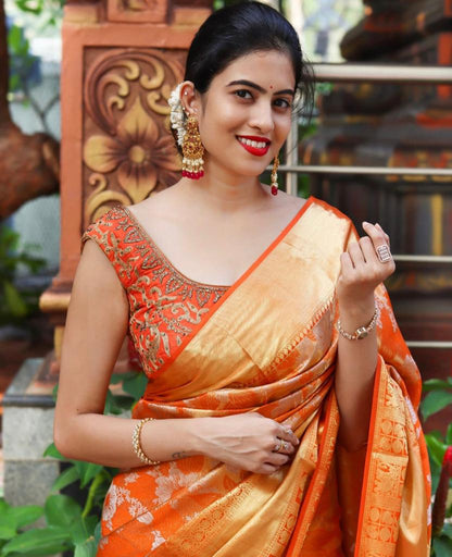 Traditional Elegance – Banarasi Soft Silk Saree with Zari & Jacquard Weave