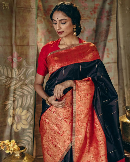 Timeless Banarasi Soft Silk Saree with Gold Zari Weaving