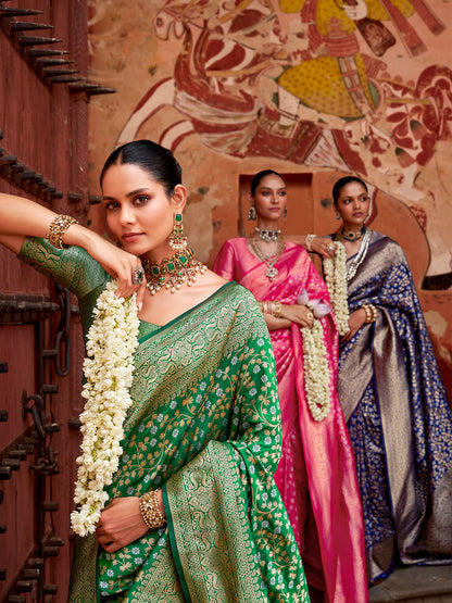 Elegant Banarasi Soft Silk Saree with Gold Zari Weaving