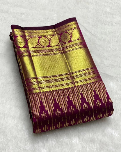 Magenta Pink & Maroon – Banarasi Soft Silk Saree with Rich Gold Zari Weaving