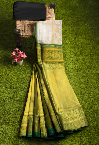 Handcrafted Kanjivaram Design Banarasi Soft Silk Saree with Gorgeous Zari Work