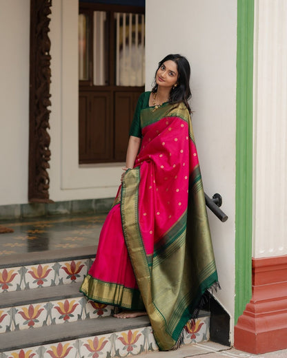 Timeless Banarasi Soft Silk Saree with Grand Gold Zari Brocade