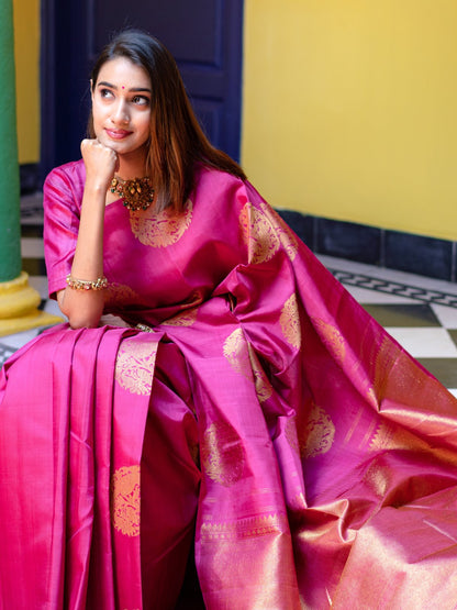 Banarasi Soft Silk Saree with Intricate Detailing & Striking Color Blend