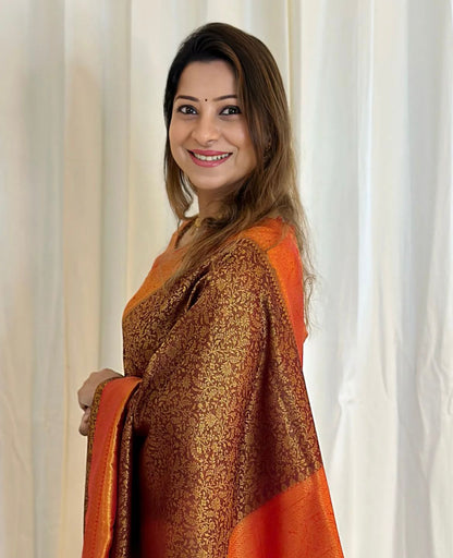 Shine on Your Special Day – Shakuntala Banarasi Soft Silk Saree with Gold Weaving