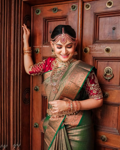 Banarasi Soft Silk Saree – Embellished with Traditional Copper Zari Motifs
