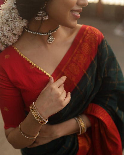 Banarasi Soft Silk Saree with Copper Zari & Brocade Detailing