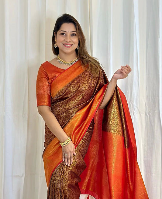 Shine on Your Special Day – Shakuntala Banarasi Soft Silk Saree with Gold Weaving