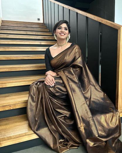 Minimalist Banarasi Soft Silk Saree – Eco-Friendly Elegance