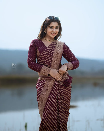 Elegant Banarasi Soft Silk Saree in Stunning Minimal Design