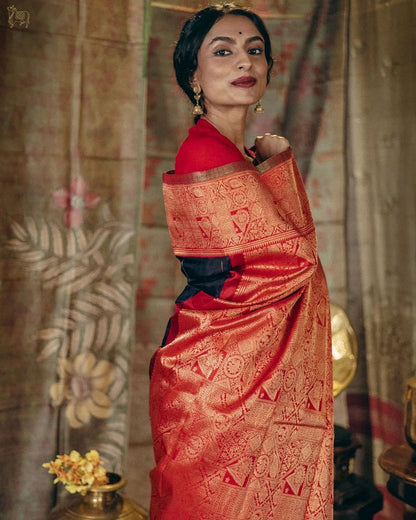 Timeless Banarasi Soft Silk Saree with Gold Zari Weaving