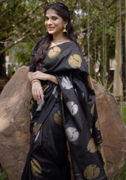 Banarasi Soft Silk Saree in Elegant Minimal Design