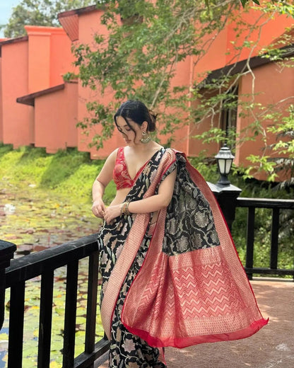 Banarasi Soft Silk Saree – Traditional Beauty in Gold Zari Brocade