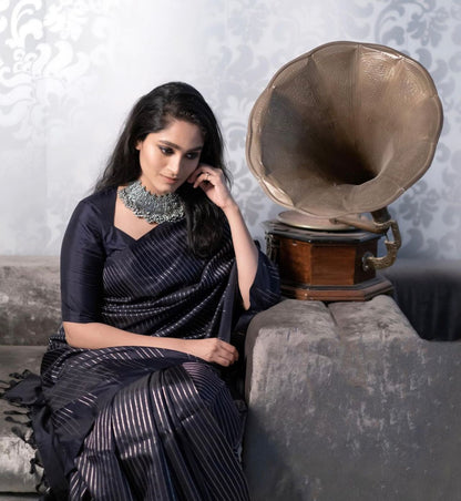 Punch Handcrafted Banarasi Soft Silk Kanjivaram Saree with All-Over Zari Work