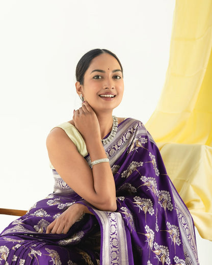 Elegant Banarasi Soft Silk Saree with Gold Zari Weaving