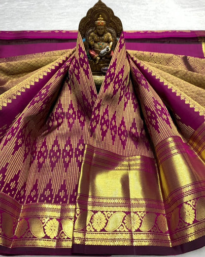 Magenta Pink & Maroon – Banarasi Soft Silk Saree with Rich Gold Zari Weaving