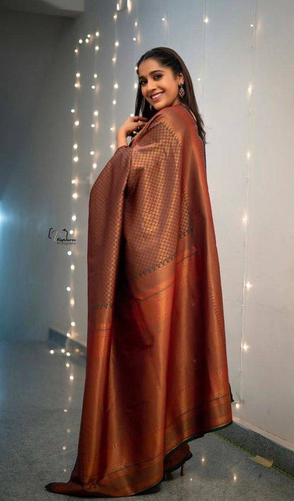 Elegance in Every Thread – Copper Zari Woven Banarasi Silk Saree