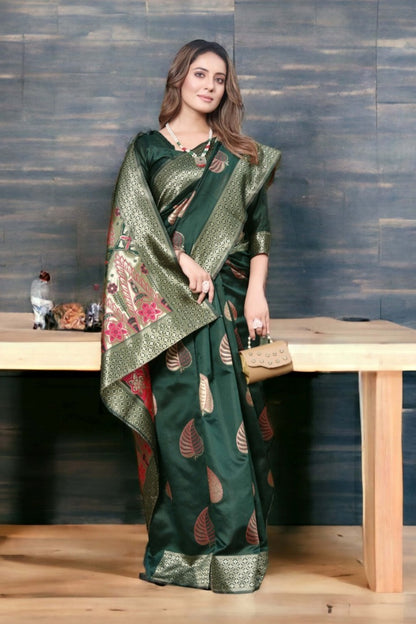 Heritage Weaves – Banarasi Soft Silk Saree with Gold Zari Work