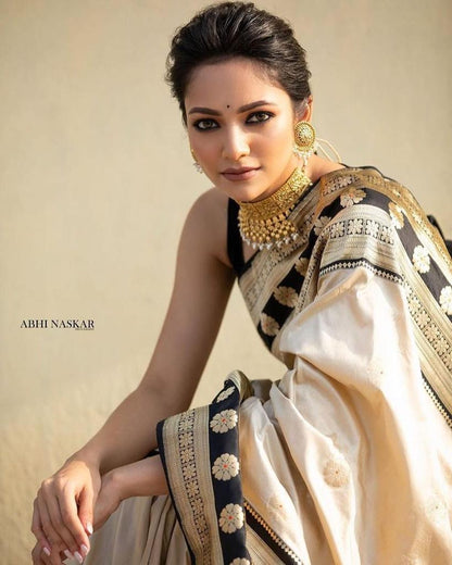 Elegant Banarasi Soft Silk Saree with Zari Work