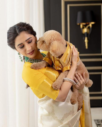 Effortless Elegance – Banarasi Soft Silk Saree with Gold Zari Weaving