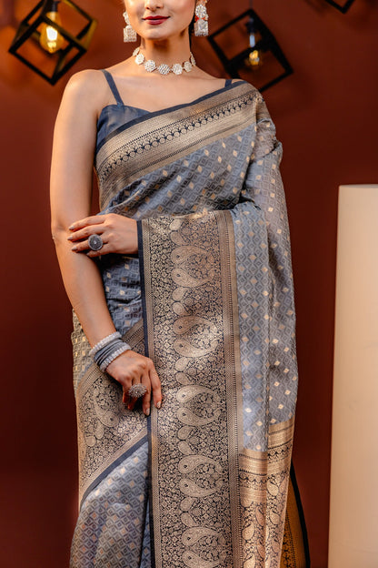 Banarasi Soft Silk Saree with Elegant Gold Zari Weaving