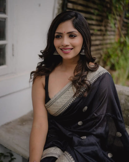 Banarasi Soft Silk Saree – Subtle Sophistication with Silver Zari