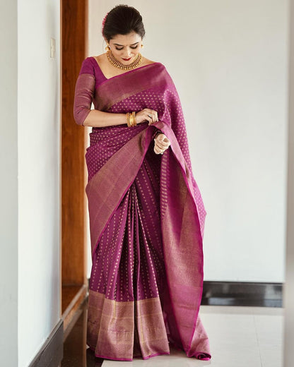 Banarasi Soft Silk Saree – Printed Elegance with Copper Zari Weaving