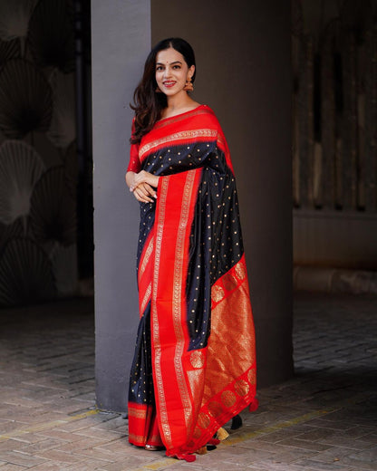 Artisanal Banarasi Silk Saree with Gold Zari Weaving