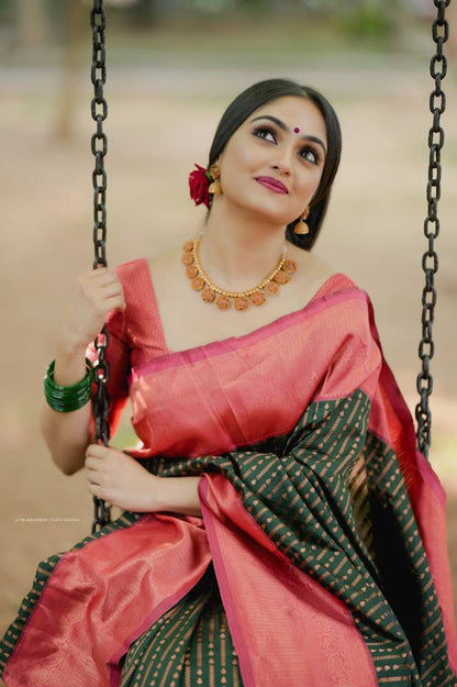 Copper Zari Woven Banarasi Soft Silk Saree – A Masterpiece of Indian Weaving
