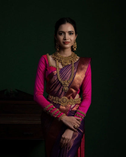 Elegant Banarasi Soft Silk Saree – Traditional Weave & Artistic Pallu Finish