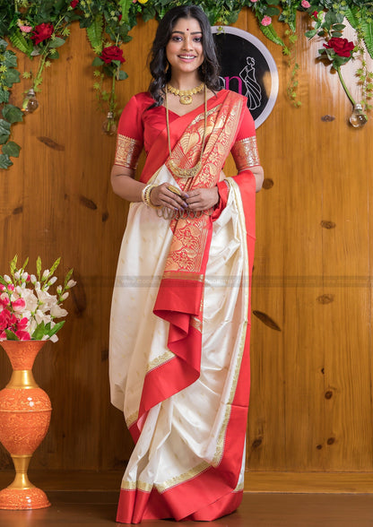 Elegant Banarasi Soft Silk Saree with Heavy Brocade and Gold Zari Work