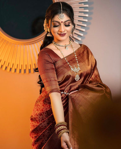 Banarasi Soft Silk Saree with Copper Zari – Sustainable Elegance in Every Drape
