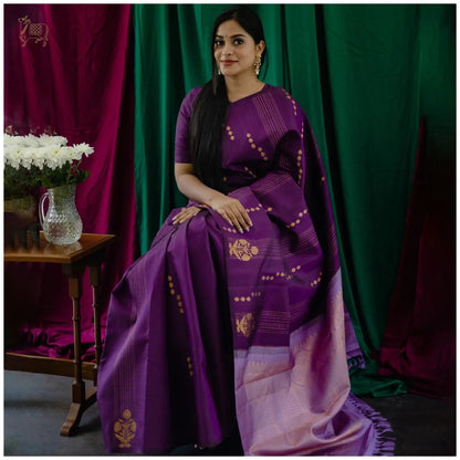 Experience Royal Elegance with  Banarasi Soft Silk Saree featuring Silver Zari Weaving