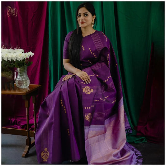 Experience Royal Elegance with  Banarasi Soft Silk Saree featuring Silver Zari Weaving