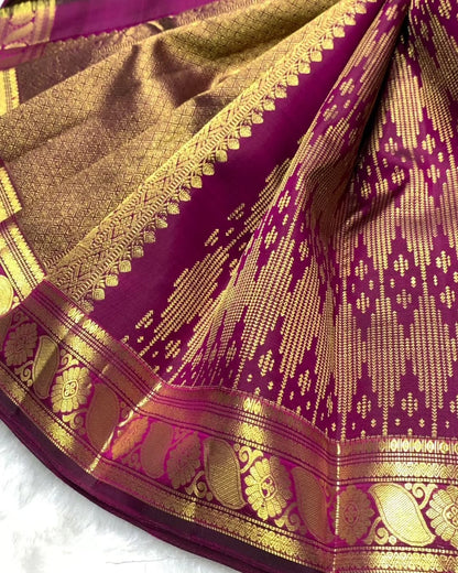 Magenta Pink & Maroon – Banarasi Soft Silk Saree with Rich Gold Zari Weaving